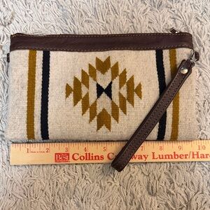 Geometric Pattern Clutch with Wrist Strap